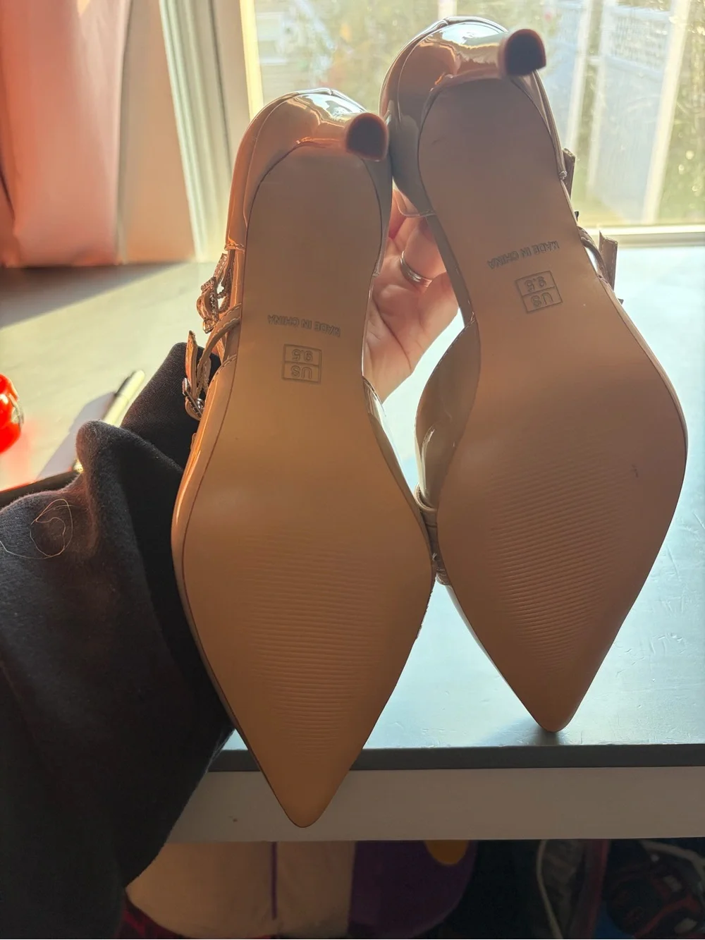 Women's Pointed Toe Strappy Heels in Nude